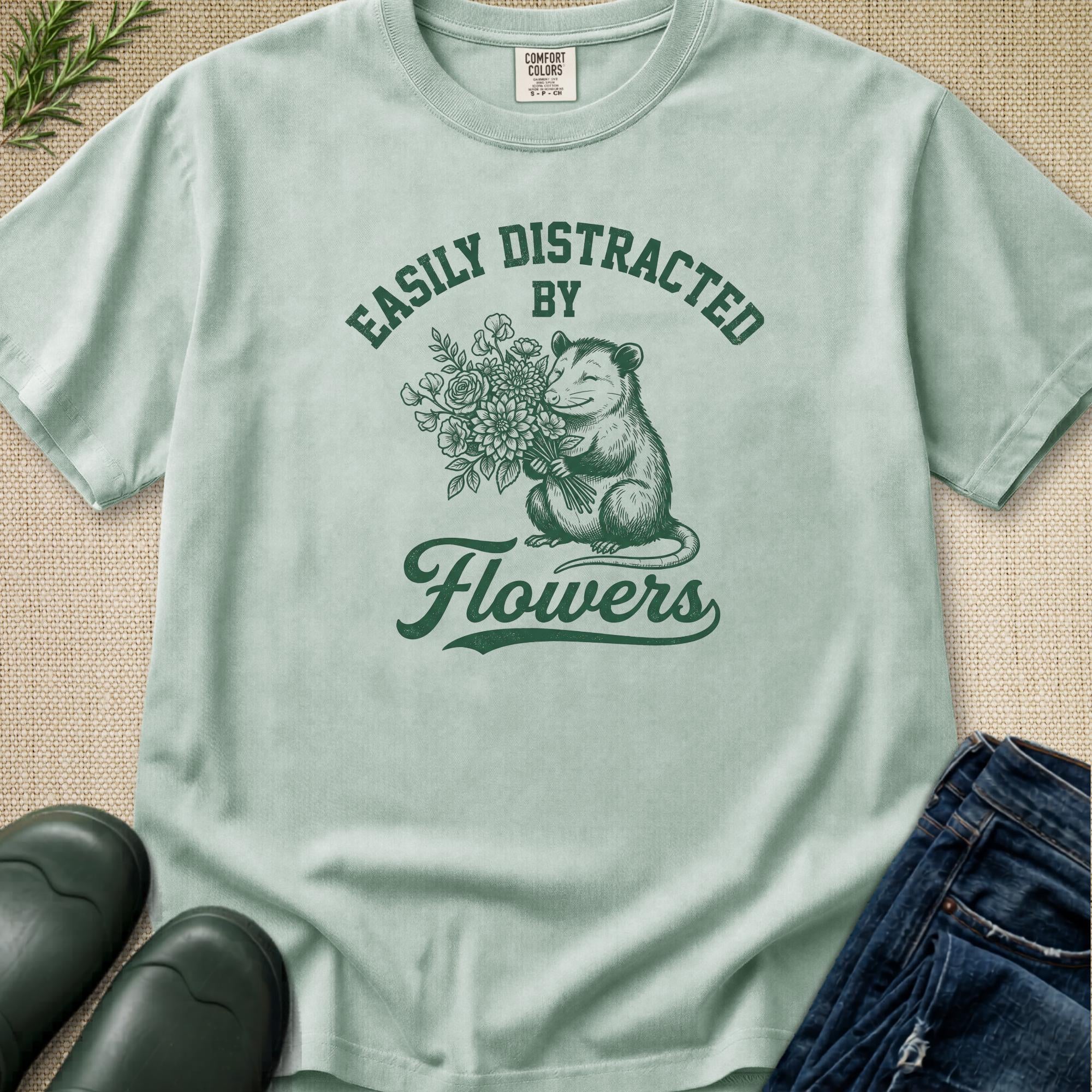 Easily Distracted by Flowers Possum T-Shirt